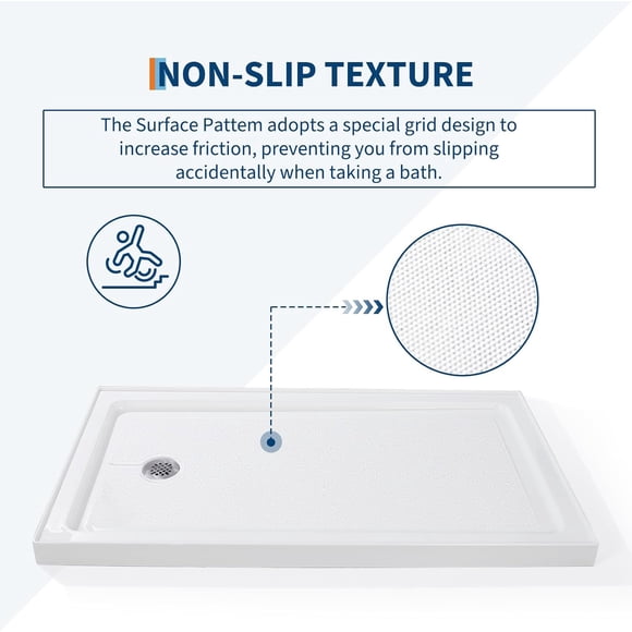 EastVita 32 x 48Inch Shower Base, Rectangular Acrylic Shower Pan Tray