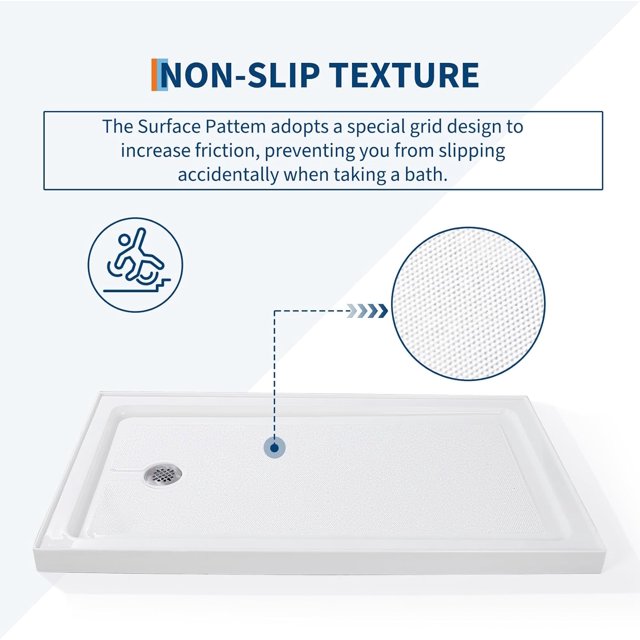 EastVita 32 x 48Inch Shower Base, Rectangular Acrylic Shower Pan Tray