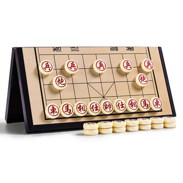 fastboy Wood Chinese Chess Set Portable Wear-resistant Gaming Toy Intelligent Plaything Card Slot Style Waterproof Board Games for Adult 25*25cm