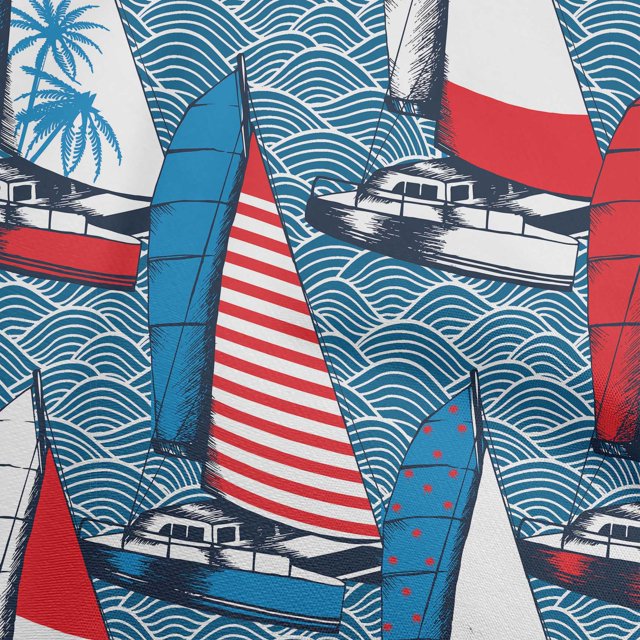 oneOone Polyester Spandex Teal Blue Fabric Nautical Craft Projects Decor Fabric Printed By The Yard 56 Inch Wide