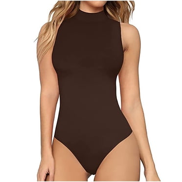 Pisexur Women's One Piece Romper Round Collar Stretchy Tank Slim Fit Bodycon Jumpsuits Long Sleeve Short Sleeve Basic Elastic Bodysuit Jumpsuit