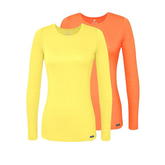 Adar Underscrubs for Women Multi Color 2 Pack - Long Sleeve Underscrub Comfort Tee