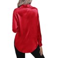 thumbnail image 4 of Innerwin Shirts Long Sleeve Ladies Tunic Tops Office Button Down Soft Blouse Red S, 4 of 5