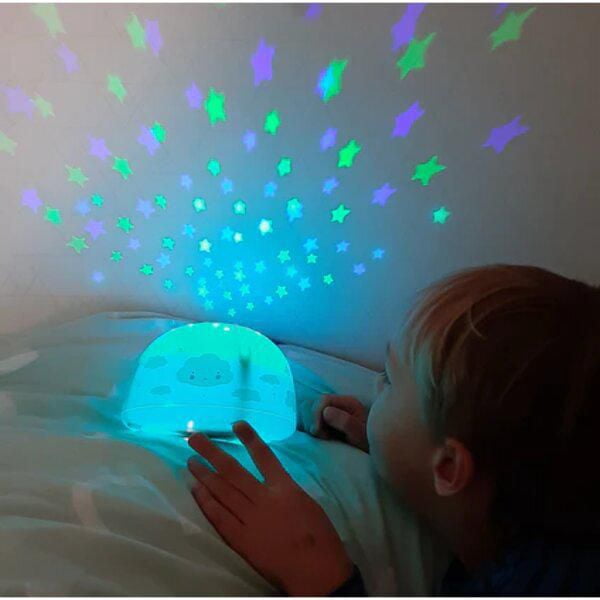 A Little Lovely Company - Lampe Projecteur - Lampe Sans Fil - Thème Nuage - Crée un Ciel Étoilé au Plafond - Facile à Transporter - Parfaite pour les Chambres d'Enfants
