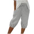 thumbnail image 1 of Timegard Shorts for Women Elastic High Waisted Drawstring Cinch Bottom Casual Half Shorts with Pockets, 1 of 6