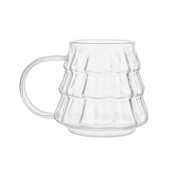 Glass Coffee Mugs With Handles – Transparent 12.5 cm Tall Christmas Ice Americano Cups for Home or Gift Use