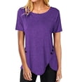 thumbnail image 4 of AherBiu T-Shirts pour Femmes Grande Taille Col Rond Coupe Ample T-Shirts Surdimensionnés T-Shirts d'Été Confortables Ourlet Uni, 4 of 6