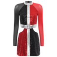 thumbnail image 3 of Jhaoyu Robe Déguisement des Années 60 pour Femmes, Mini Robe à Sequins Scintillants, Tenues de Spectacle, Rouge 3TG, 3 of 8