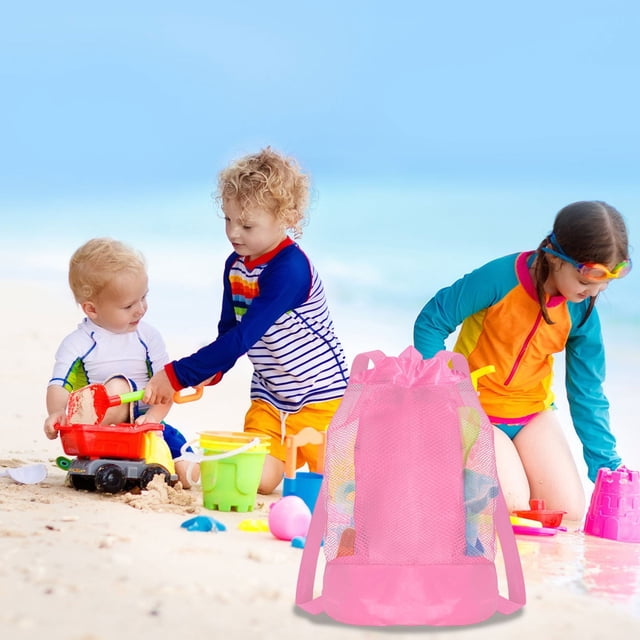 Dvkptbk Nylon Double Shoulder Net Bag Outdoor Beach Bag for Children's Beach Toys Storage Bag for Playing Sand Tools Beach Bag Large Capacity Bag Swimming