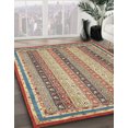 thumbnail image 2 of Ahgly Company Tapis d'Intérieur Ronds Abstraits Brun Gingembre Vert de Style Oriental, 5 Pieds Rond, 2 of 6
