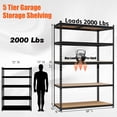 thumbnail image 3 of Étagère en Acier Robuste à 5 Niveaux, Étagère de Rangement Industrielle pour Garage de 72 Po H avec Tablettes Ajustables, Capacité de Charge Totale de 2000 Lb, 3 of 7