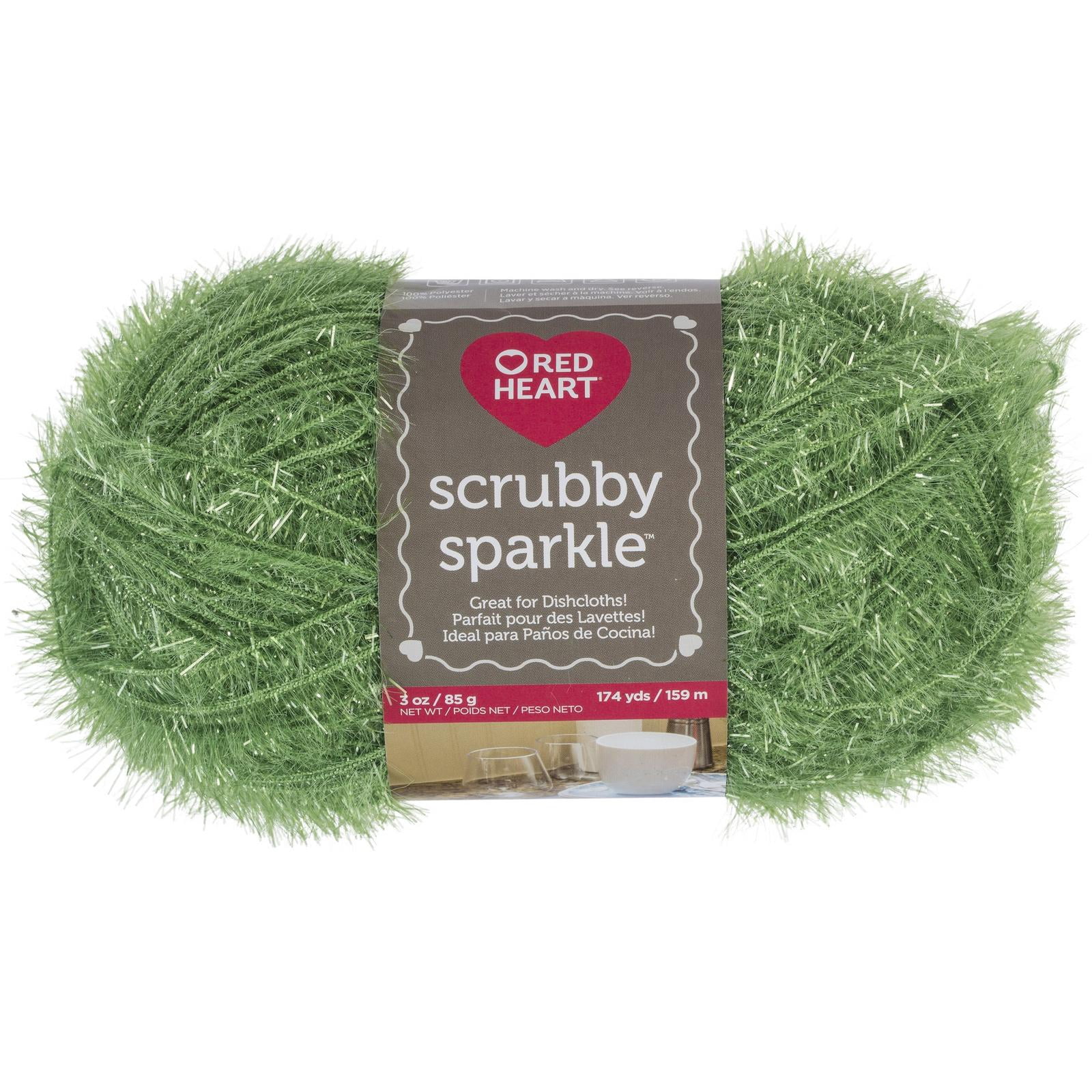 Red Heart® Scrubby Sparkle™ Fil de polyester peigné n° 4 (moyen), avocat, 85 g, 174 yards