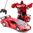 thumbnail image 1 of Remote Control Car Transform Robot RC Cars, 1:18 Scale Racing Sports Cars with LED Light One-Button Deformation for Kids 6+, 1 of 6