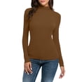 thumbnail image 1 of Kcodviy Women Solid Long Sleeve Men's Thermal Tops and Bottom Compression Mock Turtleneck Blouse Tops Thermal Top for Women Slim Fit Stretchy Layer Thermal Top for Women Plus Size Tee Shirts, 1 of 7