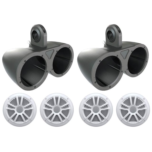 BOSS Audio MR6B Haut-Parleurs Marins à Double Cône 6,5 Pouces 180 W à Portée Complète, Noirs, 1 Paire