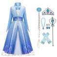 thumbnail image 1 of HAWEE Robe de Luxe Princess Reine des Neiges Costume pour Fille Cosplay Halloween Robes de Fête, 1 of 7