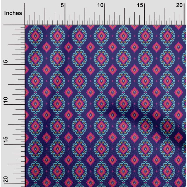 oneOone Cotton Silk Fabric Diamond & Swirl Ikat Print Sewing Fabric BTY 42 Inch Wide