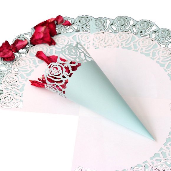 Coofit 25 Pcs Cône à Confettis de Mariage Bricolage Cône en Papier Polyvalent Cadeau de Fête de Mariage