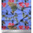 thumbnail image 1 of Soimoi Modal Satin Fabric Leaves,Floral & Peacock Bird Decor Fabric Printed Yard 42 Inch Wide, 1 of 2