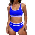thumbnail image 1 of FAIWAD Womens 2 Piece Swimsuits Sports Color Block Bikini Sets Removable Bra Pad Full Coverage Bathing Suits for Girls, 1 of 5