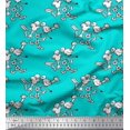 thumbnail image 1 of Soimoi Modal Satin Fabric Leaves,Bird & Floral Block Print Fabric by The Yard 42 Inch Wide, 1 of 3