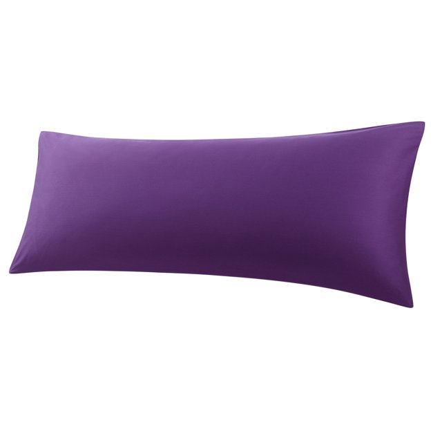 PiccoCasa 100% Cotton Body Pillowcases Soft Envelope Closure Grape 20"x48". A single body pillowcase in a rich grape purple colour, made from 100% cotton for softness and durability. Features an envelope closure to keep the pillow securely in place. Designed for a comfortable and breathable sleep experience, suitable for all seasons. Dimensions are 20 inches by 48 inches (51x122 cm).