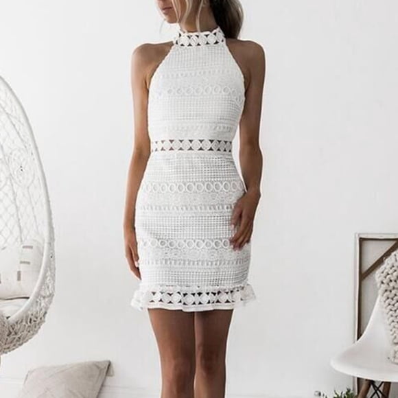 Gspmoly Dresses for Women, Women Lace Sleeveless Bodycon Cocktail Party Pencil Dress Bandage Dresses L Vacation Dresses for Women Holiday Deals