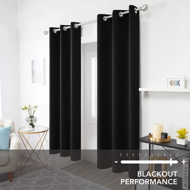 Deconovo Rideaux Occultants à Oeillets Isolés Thermiquement Assombrissants pour Salle à Manger 42x72 Pouces Noir Lot de 2