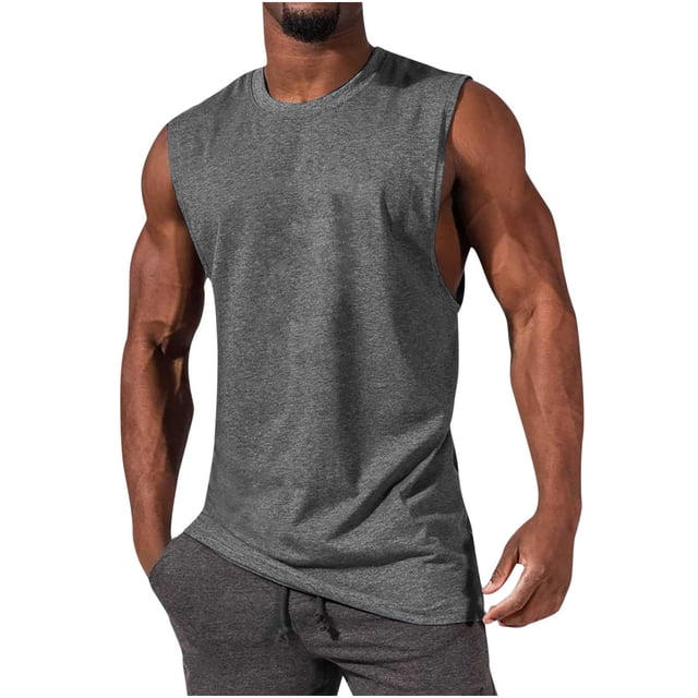 LSLJS Débardeurs Mode Homme Unis Décontractés Col Rond Débardeurs de Sport