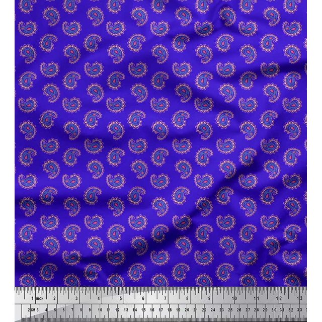 Soimoi Modal Satin Fabric Artistic Paisley Decor Fabric Printed Yard 42 Inch Wide