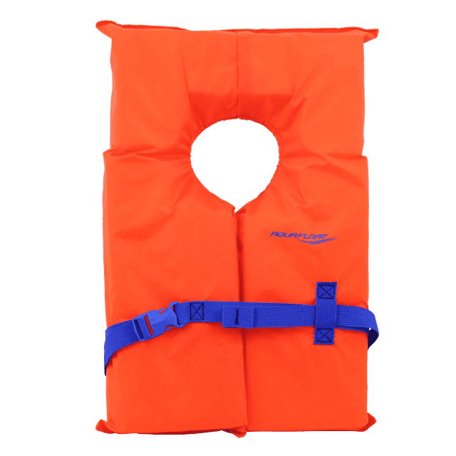 Aqua Float Adult Type II Life Jacket PFD Universal Fit Adjustable Water Safety Vest Orange
