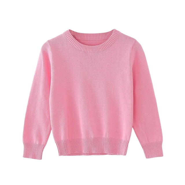 Children Sweater Knitted Round Neck Solid Pullover Boys Girls