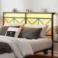 thumbnail image 3 of GUNAITO Full Size Floating Bed Frame Metal Platform Bed with LED Lights & Charging Station Modern Bed with Headboard and Under-bed Storage Black, 3 of 6