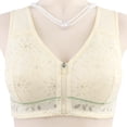 thumbnail image 4 of Sport Bras Women Solid Color Front Closure Wireless Bra With Air-Flow Mesh Thin Design Plus Size Plus Size Bra Beige 52, 4 of 6