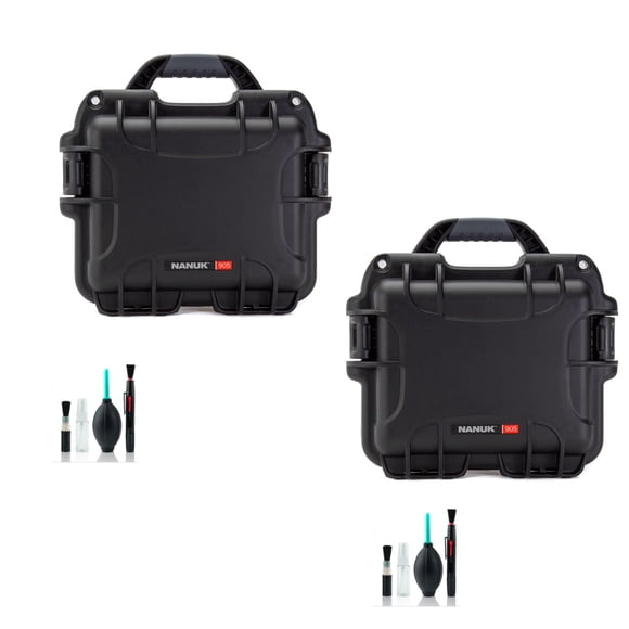 Nanuk 905 Hard Utility Case (Black)(2 pack Kit) |Crushproof, Dustproof, and Waterproof Hard Protective Cases