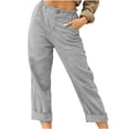 thumbnail image 1 of RKSTN Womns Pants Casual Solid Color Pockets Buttons Elastic Waist Comfortable Straight Pants Lightweight Soft Workout Pants, 1 of 5
