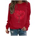 thumbnail image 2 of Qertyioot T-Shirt Graphique pour Femmes de la Saint-Valentin à Manches Longues, Haut à Col Rond Imprimé, Chandail Décontracté, 2 of 5