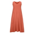 thumbnail image 4 of Meichang Robes de Printemps pour Femmes 2024 Robe Unie en Coton et Lin Décontractée à Col Rond Sans Manches Robes Maxi Robe d'Été de Plage et de Soleil avec Poches, 4 of 8
