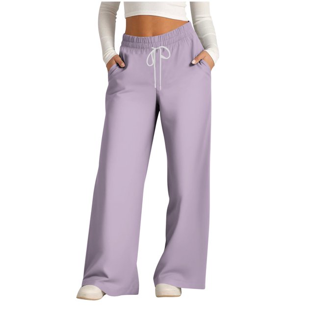 Pants for Women, Womens Fashionable Striped Printed Drawstring Wide Leg Pants