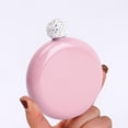thumbnail image 4 of Portable Pocket Hip Leakproof Round Stainless Steel Bottle for pink, 4 of 8