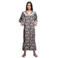 thumbnail image 3 of Moomaya Printed Long Sleeve Maxi Nightdress Button Down Cotton Sleepwear Gown, 3 of 5