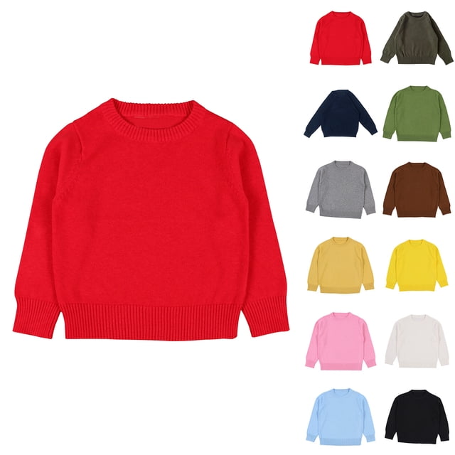 Sentmoon Vêtements pour Ado Fille Manches Longues Col Rond Couleur Unie Chandail pour Enfants Chaud Ample Tricoté 2025 Chandails pour Filles Mode Automne et Hiver pour les Journées Fraîches d'Automne 12-18 Mois