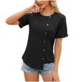 thumbnail image 3 of FAIWAD Women's Plus Size Summer Tops Short Sleeve Round Neck Side Split Button Casual Tunic Tops, 3 of 6