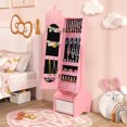 thumbnail image 2 of Costway Kids Jewelry Cabinet with Full-Length Mirror 2 Adjustable Tilt Angles Drawer Pink, 2 of 7