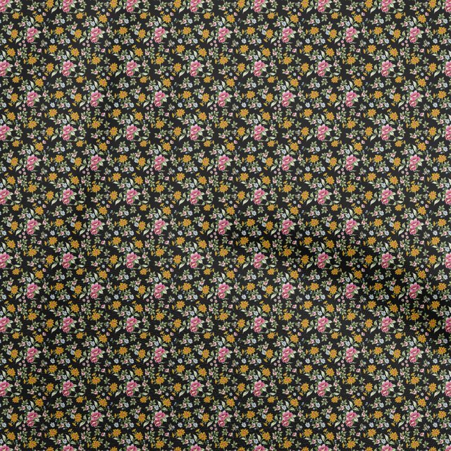 oneOone Polyester Spandex Black Fabric Baroque Sewing Material Print Fabric By The Yard 56 Inch Wide
