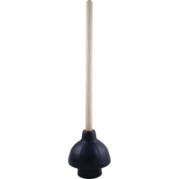 Master Plumber 6" Force Cup Plunger-18"WOODEN HANDLE In Black