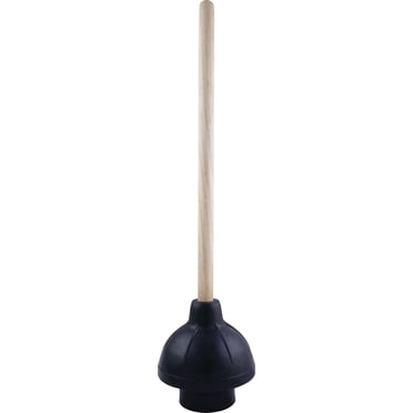 Master Plumber 6" Force Cup Plunger-18"WOODEN HANDLE In Black
