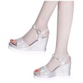 thumbnail image 4 of LSLJS Summer Ladies Shoes Fish Mouth Medium Wedge Heel Metal Buckle Women's Sandals, 4 of 4