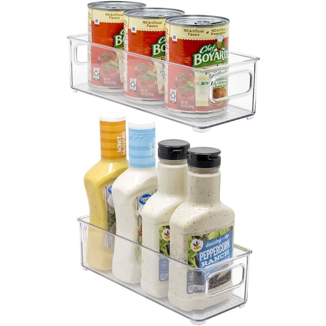Sorbus Plastic Storage Bins Stackable Clear Pantry Organizer Box Bin Containers for Organizing Kitchen Fridge, Food, Snack Pantry Cabinet, Fruit, Vegetables, Bathroom Supplies (2-Pack)