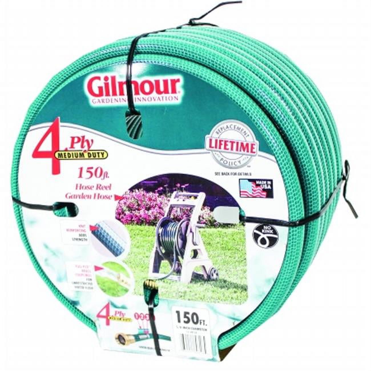 Gilmour Hose Reel 4Ply Garden Hose .63In X 150Ft 150-58150
